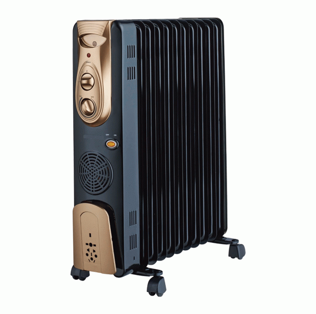 Gauryog Brand - Zanibo ZOH-11 Fin Oil Filled Radiator 2900 Watts Room Heater with Fan (Black, Champagne Gold)